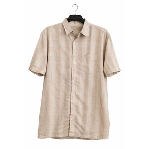 Old Skool Mens Button Up Shirt M Beige Striped Short Sleeve Urban Streetwear